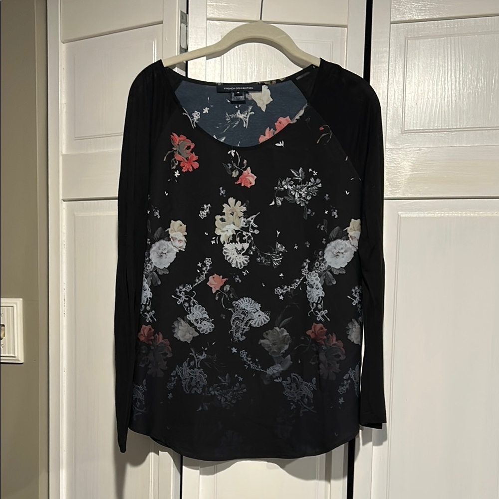Floral Black Long Sleeve Top
